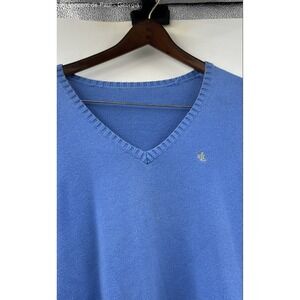 Lauren Ralph Lauren V-Neck Tight Knit Sweater Women's XL Blue FLAWS